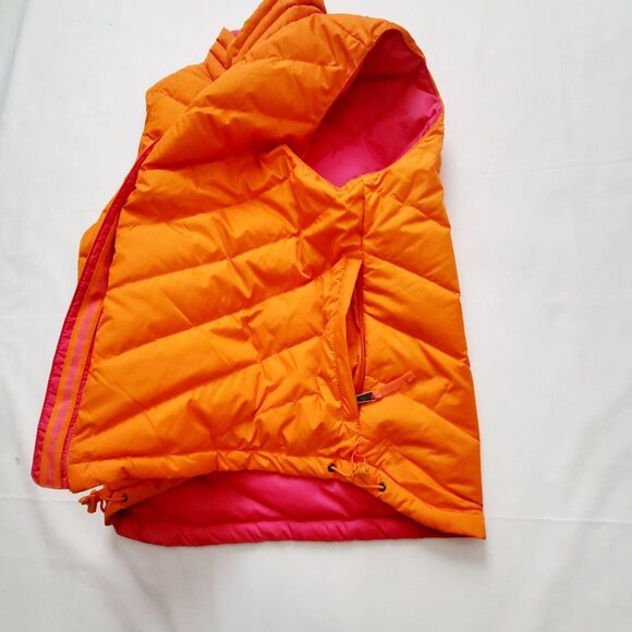 Women's Quilted Sleeveless Reversible Puffer Jacket Vest Neon Pink/Orange, Large - Picture 10 of 12